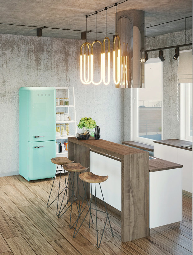Фотография: Кухня и столовая в стиле Лофт, Скандинавский, Современный, Квартира, Проект недели, Санкт-Петербург, 4 и больше, Более 90 метров, Монолитно-кирпичный, Yucubedesign – фото на INMYROOM
