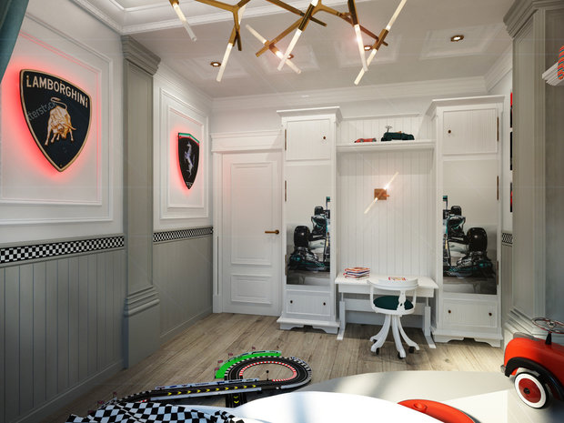 Визуализация интерьера детской в современном стиле с элементами эклектики