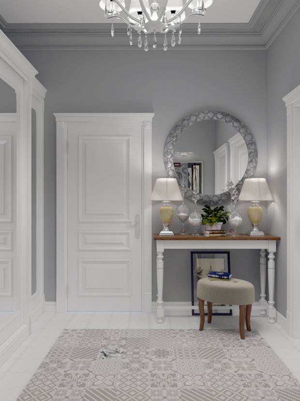 Фотография: Прихожая в стиле Классический, Квартира, Проект недели, Москва, кухня-гостиная, новостройка, Елизавета Корешкова, Beau Interiors, гостиная в прихожей, Монолитный дом, 2 комнаты, 40-60 метров – фото на INMYROOM