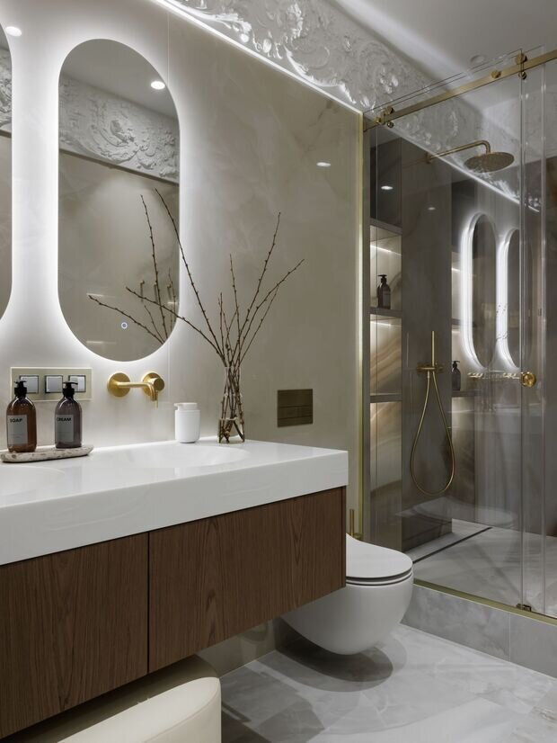 Фотография: Ванная в стиле Современный, Квартира, Проект дня, Санкт-Петербург, 3 комнаты, Более 90 метров, Елена Лебедева – фото на INMYROOM