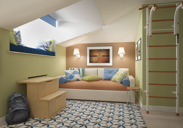 Фотография: Детская в стиле Современный, Квартира, Проект недели, Москва, Студия 3.14, Тимур Абдрахманов, Старый фонд, Мария Легчанова, двухэтажная квартира, Кирпичный дом, 4 и больше, Более 90 метров – фото на INMYROOM