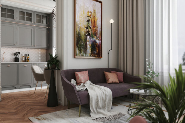 Фотография: Гостиная в стиле Классический, Современный, Эклектика, Квартира, Проект недели, Одинцово, Монолитный дом, 2 комнаты, 40-60 метров, Andrei Lobin Design Buro, Андрей Лобин – фото на INMYROOM