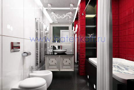 Дизайн проект ванной комнаты в стиле гламур от Батенькофф