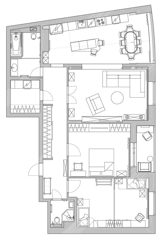 Фотография: Планировки в стиле Современный, Квартира, Проект недели, Санкт-Петербург, 3 комнаты, Более 90 метров, Евгения Демидова – фото на INMYROOM