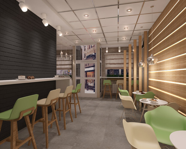 Фото из портфолио Проект кафе в Амурской области – фотографии дизайна интерьеров на INMYROOM