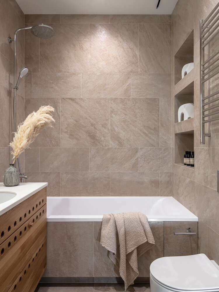 Фотография: Ванная в стиле Современный, Квартира, Проект дня, Москва, Эко, 2 комнаты, 60-90 метров, Лина Савина – фото на INMYROOM Фотография: Ванная в стиле Современный, Квартира, Проект дня, Москва, Эко, 2 комнаты, 60-90 метров, Лина Савина – фото на INMYROOM