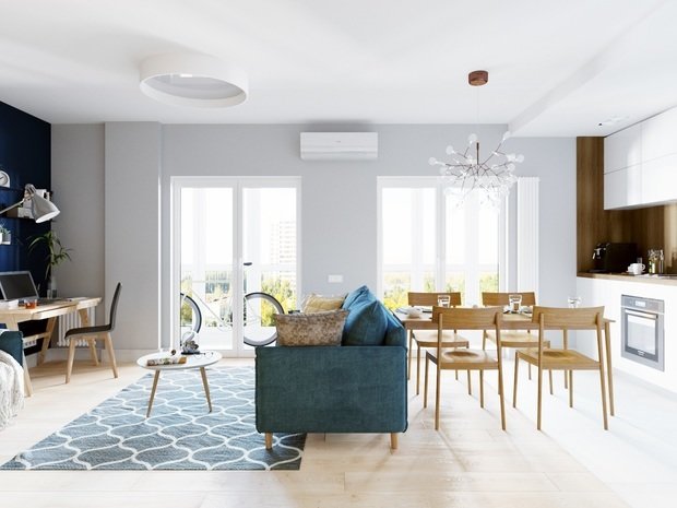 Фотография: Гостиная в стиле Скандинавский, Современный, Студия, Проект недели, Беларусь, Минск, до 40 метров, Монолитно-кирпичный, Protena – фото на INMYROOM