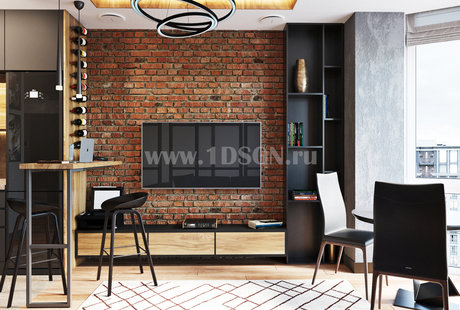 Дизайн интерьера кухни-гостиной в квартире в ЖК "Невский" г.Москва