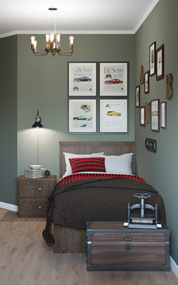 Визуализация интерьера спальни в стиле лофт