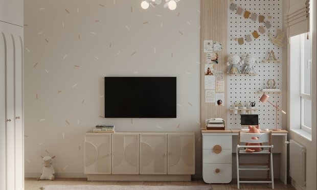 Визуализация интерьера детской в стиле Джапанди
