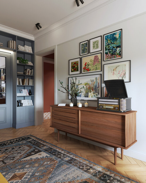 Фотография: Гостиная в стиле Современный, Эклектика, Квартира, Проект дня, Москва, Сталинка, 4 и больше, 60-90 метров, Марина Ярмаркина – фото на INMYROOM