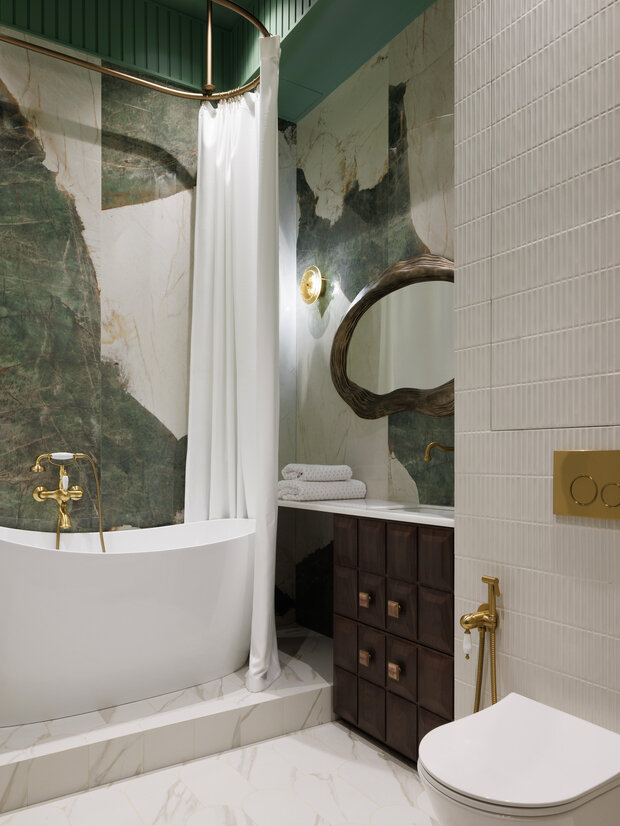 Фотография: Ванная в стиле Классический, Современный, Квартира, Проект дня, Санкт-Петербург, Кирпичный дом, 2 комнаты, 40-60 метров, Эксклюзивные проекты, современный с элементами неоклассики, AM|Interior studio – фото на INMYROOM