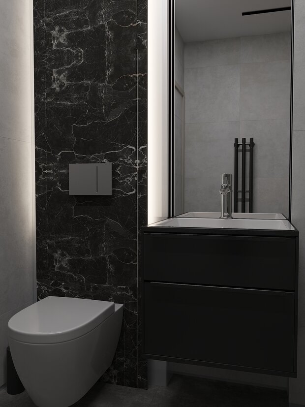 Визуализация интерьера ванной комнаты в стиле минимализм