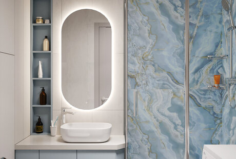 Санузел в голубых тонах