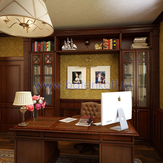 Фото из портфолио Дизайн проект классического кабинета в доме в Сысерти – фотографии дизайна интерьеров на InMyRoom.ru