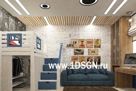 Дизайн интерьера Детская мальчика в квартире ЖК "Спасский мост" г. Красногорск