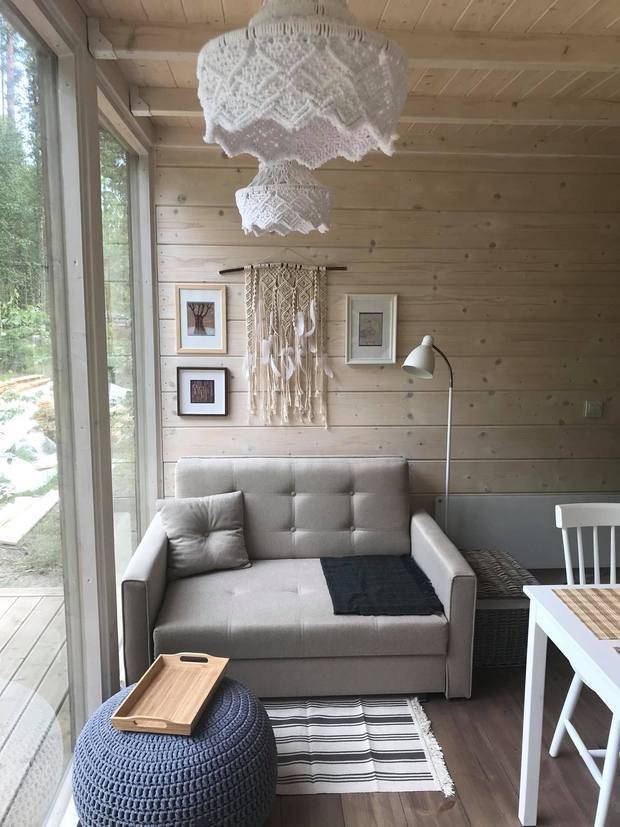 Фотография: Гостиная в стиле Эко, Скандинавский, Дом, Дача, Дом и дача, как построить загородный дом, дом из клееного бруса, 2 комнаты, до 40 метров, эстония, Ольга Погребисская, дом своими руками – фото на INMYROOM