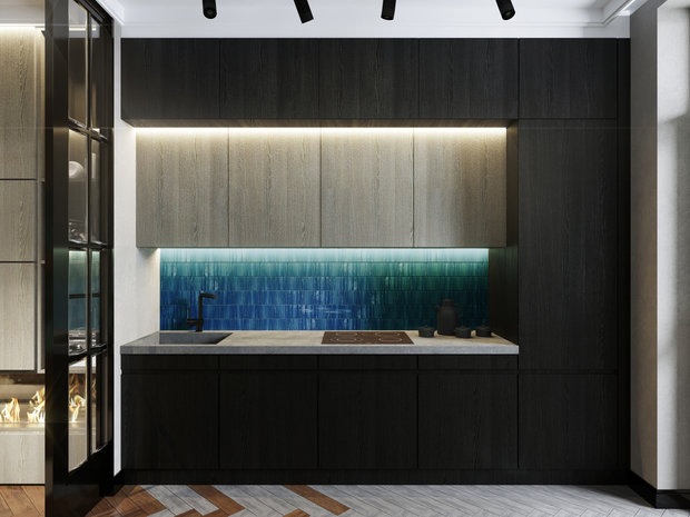 Фотография: Кухня и столовая в стиле Лофт, Современный, Квартира, Проект недели, Монолитный дом, 2 комнаты, 40-60 метров, ЖК «Маяк» – фото на INMYROOM