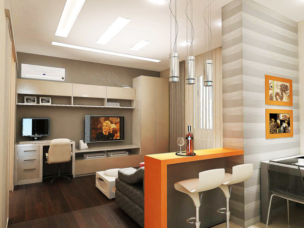 Фото из портфолио Проект однокомнатной квартиры.  – фотографии дизайна интерьеров на INMYROOM