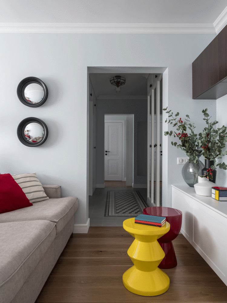 Фотография: Гостиная в стиле Эклектика, Квартира, Проект недели, Москва, Мила Колпакова, Панельный дом, 2 комнаты, 40-60 метров, КОПЭ-85 – фото на INMYROOM Фотография: Гостиная в стиле Эклектика, Квартира, Проект недели, Москва, Мила Колпакова, Панельный дом, 2 комнаты, 40-60 метров, КОПЭ-85 – фото на INMYROOM