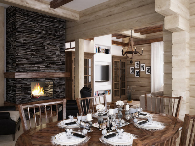 Фото из портфолио Загородный дом из массива канадского кедра – фотографии дизайна интерьеров на INMYROOM