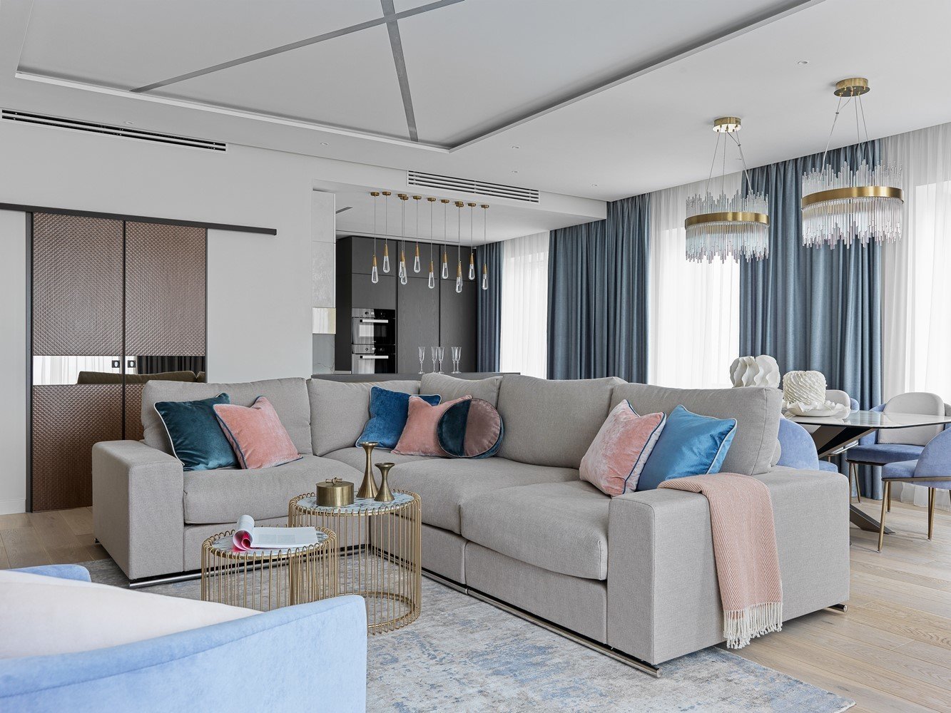 Фотография: Гостиная в стиле Современный, Квартира, Проект недели, Москва, Мария Рублева, 4 и больше, Более 90 метров, #эксклюзивныепроекты – фото на INMYROOM