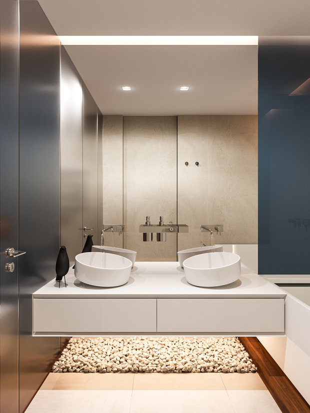 Фотография: Ванная в стиле Эко, Современный, Квартира, Проект недели, Москва, Шамсудин Керимов, новостройка, Монолитный дом, 3 комнаты, Более 90 метров – фото на INMYROOM