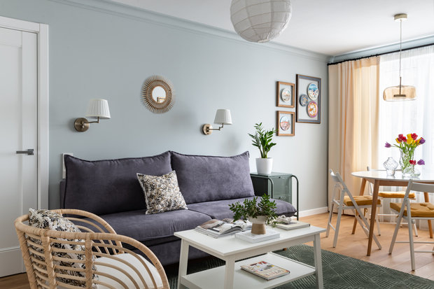 Фотография: Гостиная в стиле Современный, Квартира, Проект дня, Москва, 4 и больше, 60-90 метров, Алеся Котова – фото на INMYROOM