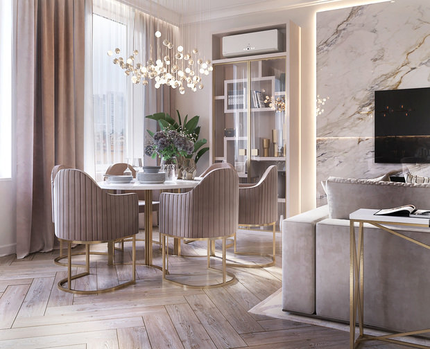 Фото из портфолио Нежная неоклассика – фотографии дизайна интерьеров на INMYROOM