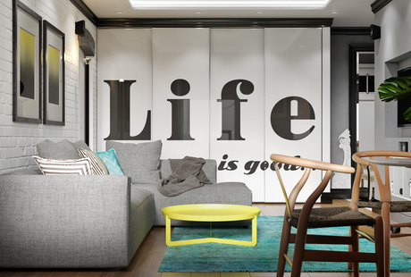 Яркий скандинавский интерьер в хрущевке: проект в Москве