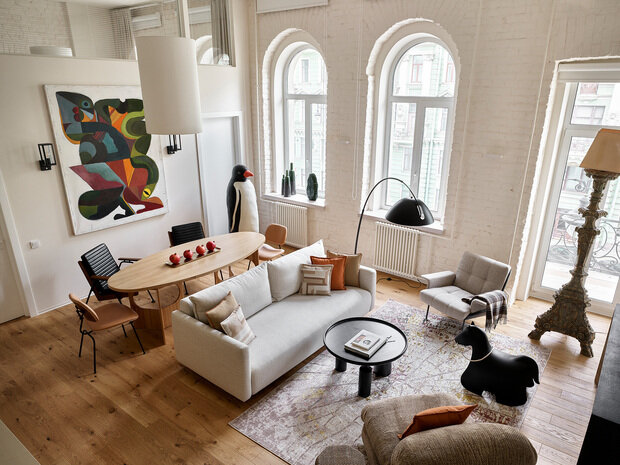 Фотография: Гостиная в стиле Скандинавский, Современный, Эклектика, Квартира, Проект дня, Санкт-Петербург, Кирпичный дом, 1 комната, Николай Банников, эклектика с элементами эко и современного стиля, Алена Дорофеева – фото на INMYROOM