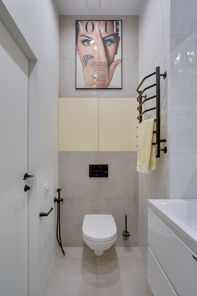 Фотография: Ванная в стиле Современный, Малогабаритная квартира, Квартира, Проект недели, Москва, 2 комнаты, до 40 метров, Наталья Купрейчук – фото на INMYROOM Фотография: Ванная в стиле Современный, Малогабаритная квартира, Квартира, Проект недели, Москва, 2 комнаты, до 40 метров, Наталья Купрейчук – фото на INMYROOM