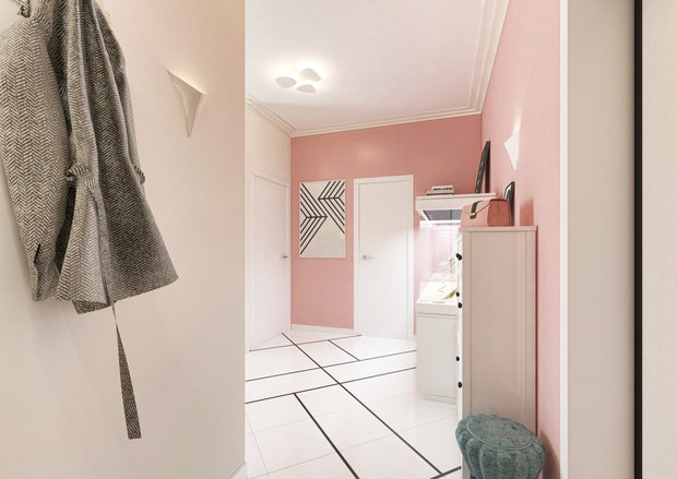 Фото из портфолио "Однушка" с розовой кухней – фотографии дизайна интерьеров на INMYROOM