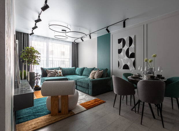 Фотография: Гостиная в стиле Современный, Квартира, Проект дня, Новосибирск, 4 и больше, 60-90 метров, Монолитно-кирпичный, Лиана Акопян – фото на INMYROOM