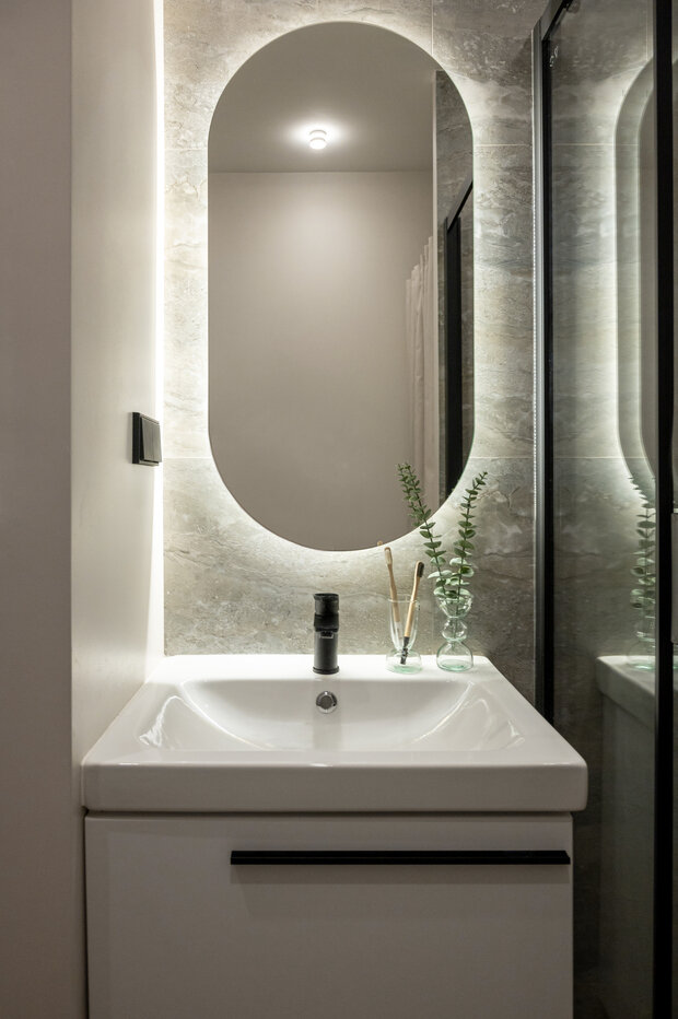 Фотография: Ванная в стиле Современный, Квартира, Проект дня, Новая Москва, Панельный дом, И-155, 1 комната, 40-60 метров, Елена Ранделова – фото на INMYROOM