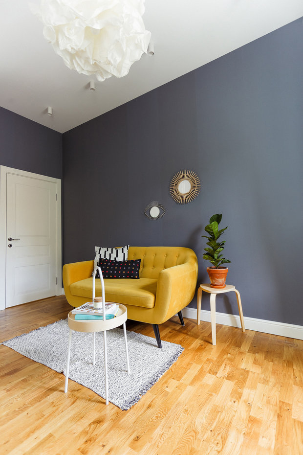 Фотография: Гостиная в стиле Скандинавский, Квартира, Проект недели, Санкт-Петербург, Кирпичный дом, 2 комнаты, 60-90 метров, Алена Рогачева, Полина Строкова – фото на INMYROOM