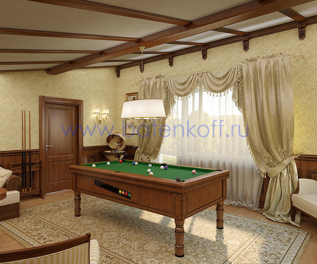 Фото из портфолио Дизайн проект бильярдной в классическом стиле в Сысерть  – фотографии дизайна интерьеров на InMyRoom.ru