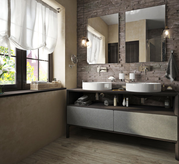 Фотография: Ванная в стиле Прованс и Кантри, Дом, Проект недели, Дом и дача, мансарда в загородном доме, Пермь, Юлия Чурина, необычный камин, декоративные балки – фото на INMYROOM