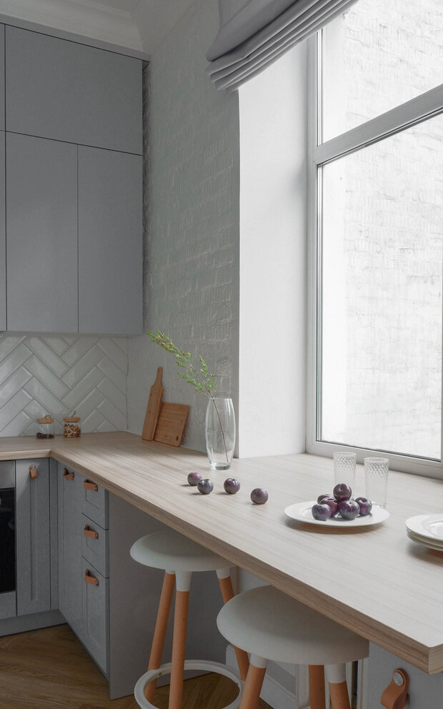 Фотография: Кухня и столовая в стиле Скандинавский, Современный, Квартира, Проект дня, Химки, Московская область, Сталинка, 3 комнаты, 40-60 метров, Светлана Конькова – фото на INMYROOM