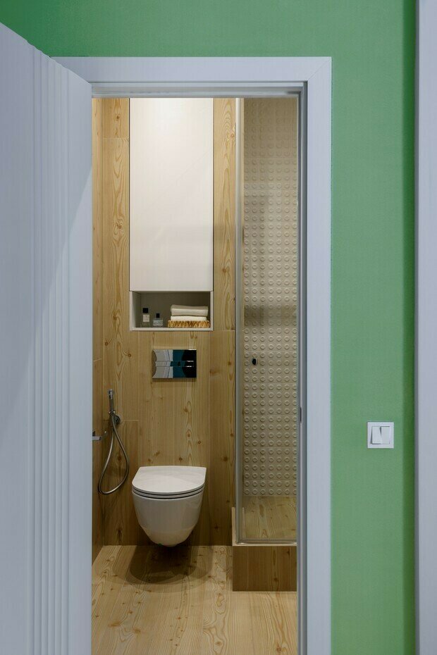 Фотография: Ванная в стиле Современный, Малогабаритная квартира, Квартира, Проект дня, 1 комната, до 40 метров, Наталья Кадочникова – фото на INMYROOM