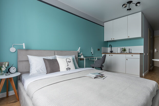 Фотография: Спальня в стиле Современный, Малогабаритная квартира, Квартира, Студия, Проект недели, Санкт-Петербург, до 40 метров, Екатерина Шейн – фото на INMYROOM