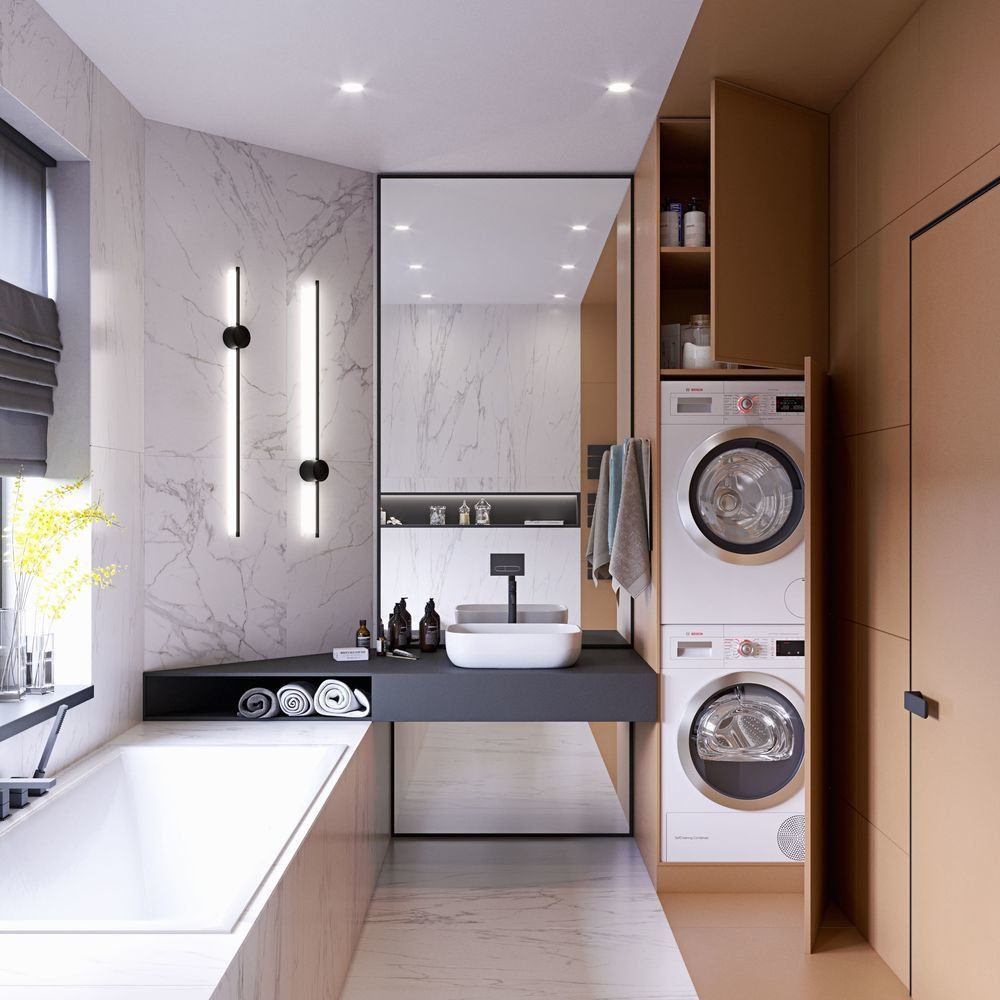 Фотография: Ванная в стиле Современный, Дом, Украина, Проект дня, Ирпень, Таунхаус, 4 и больше, Более 90 метров, Quader Architecture – фото на INMYROOM