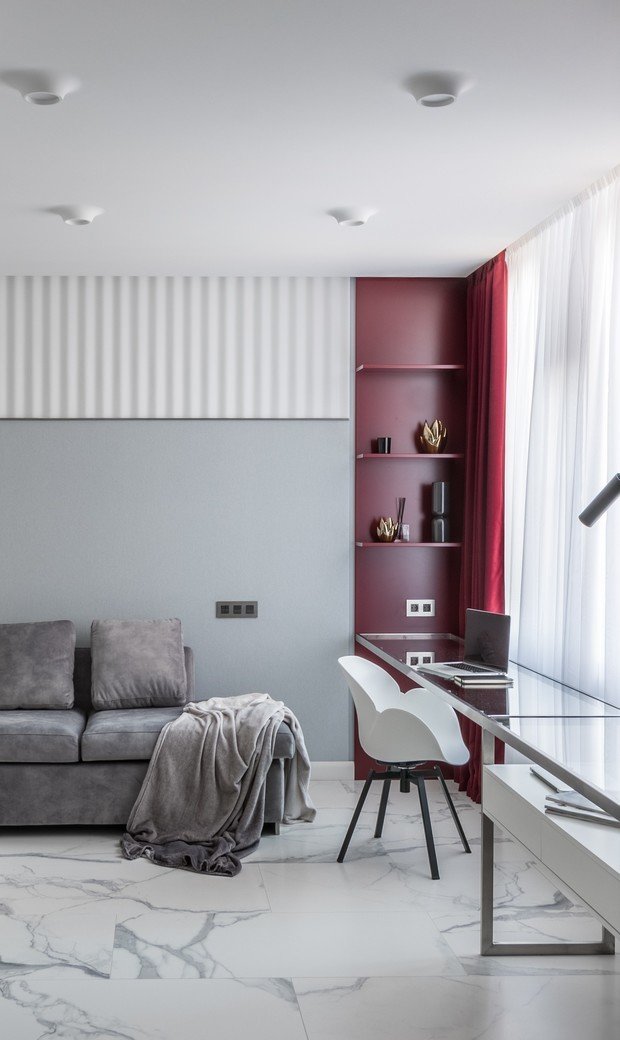 Фотография: Гостиная в стиле Современный, Минимализм, Квартира, Проект дня, Ростов-на-Дону, 2 комнаты, 40-60 метров, Татьяна Митева – фото на INMYROOM