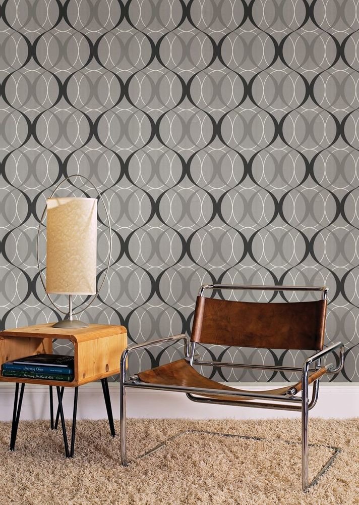 Фотография: Гостиная в стиле Современный, Индустрия, Новости, Обои, Геометрия в интерьере – фото на INMYROOM