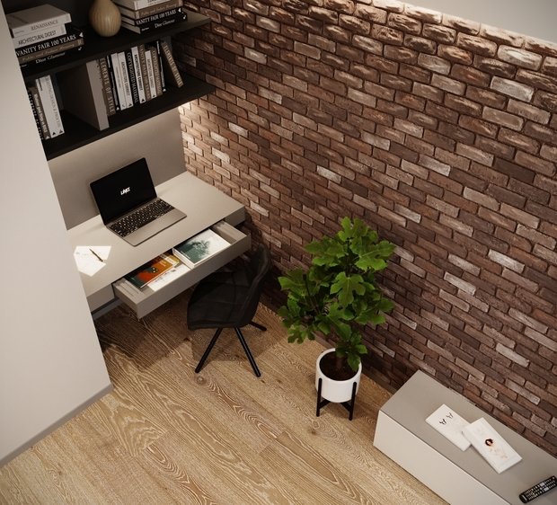 Фотография: Кабинет в стиле Современный, Квартира, Проект недели, Санкт-Петербург, Монолитный дом, 1 комната, 40-60 метров, Владислав Седов, LINES – фото на INMYROOM