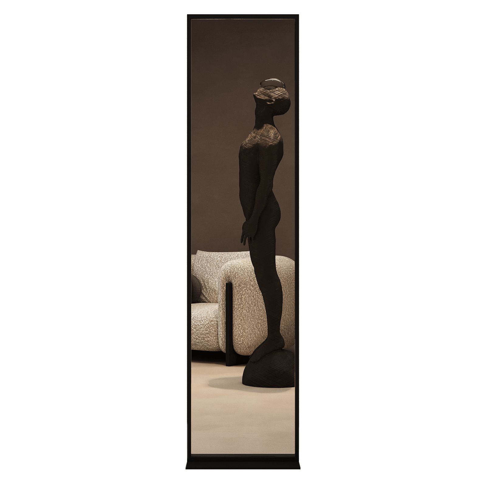 Напольное одностороннее зеркало Zeliso-I в металлической раме черного цвета