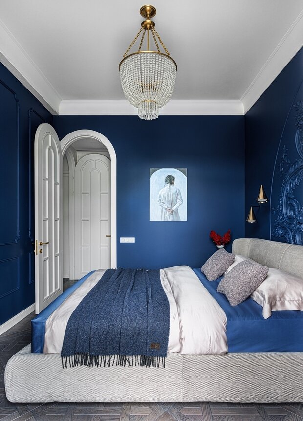 Фотография: Спальня в стиле Классический, Современный, Эклектика, Малогабаритная квартира, Квартира, Проект недели, Москва, Сталинка, Кирпичный дом, 2 комнаты, 40-60 метров, ELF Interior, Елена Гладкова, Марианна Островская – фото на INMYROOM