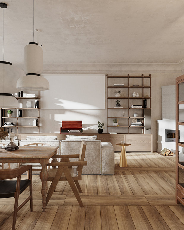 Интерьер создавался в авторском стиле дизайнера — богемный стиль вне времени со всеми атрибутами комфорта.