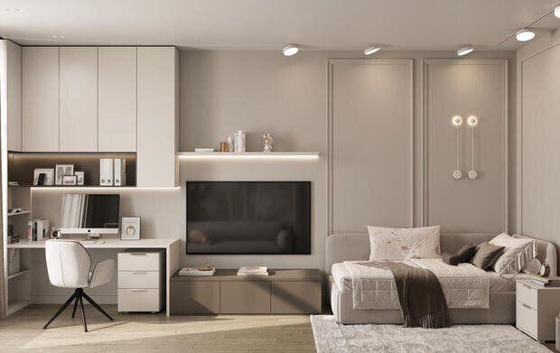 Фото из портфолио Дизайн-проект квартиры в ЖК «Shagal» в стиле современная классика – фотографии дизайна интерьеров на INMYROOM