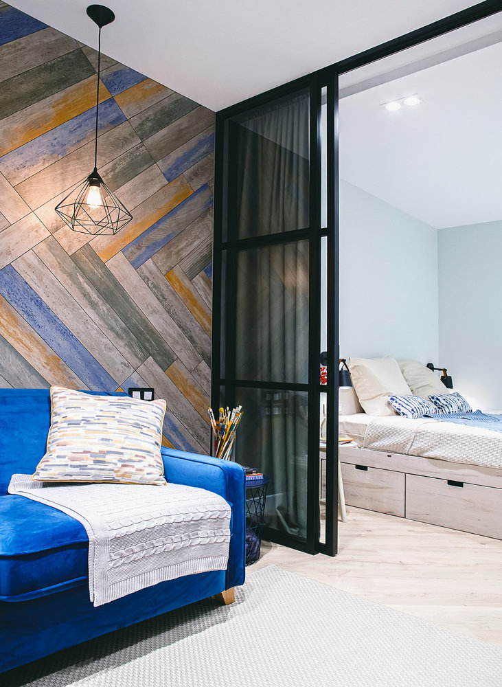 Фотография: Спальня в стиле Современный, Малогабаритная квартира, Квартира, Проект недели, Химки, 1 комната, 2 комнаты, до 40 метров, Татьяна Масленникова – фото на INMYROOM